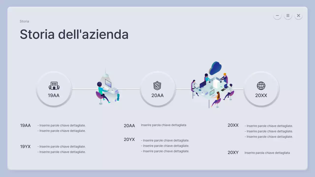 Un profilo aziendale tridimensionale in blu e grigio