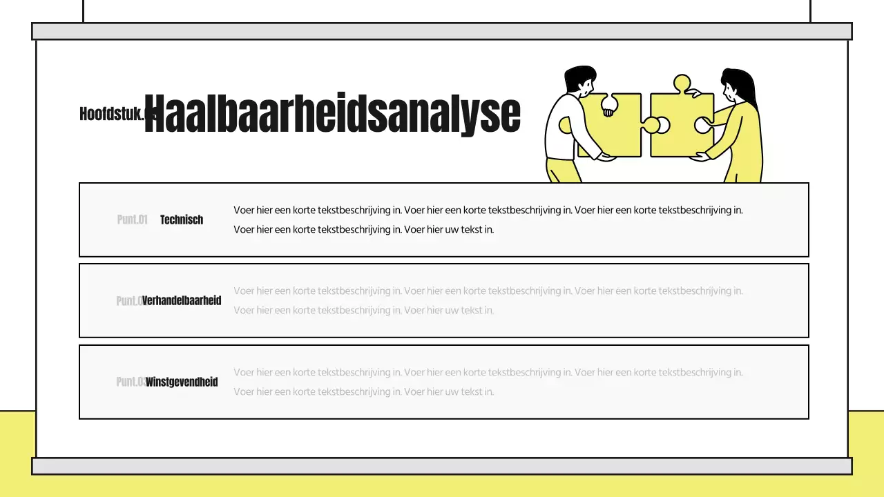 Een schattig geïllustreerd analyseverslag met gele en zwarte accenten