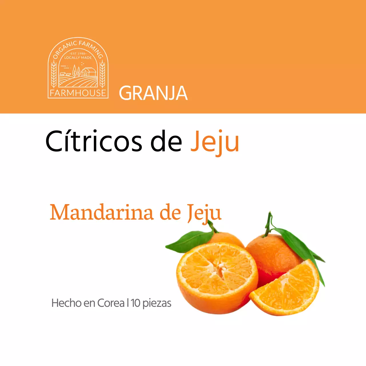 Etiqueta adhesiva Naranja Simple Jeju Citrus