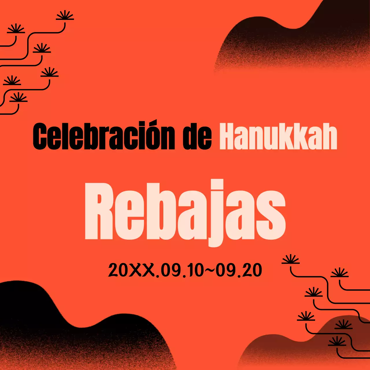 Una promoción de ventas ilustrada con un vivo color naranja y letra manuscrita negra para facilitar la lectura