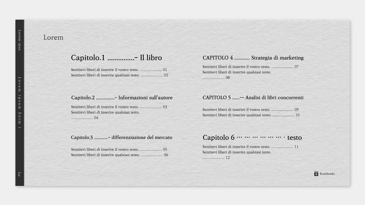Un semplice prospetto letterario in grigio e nero