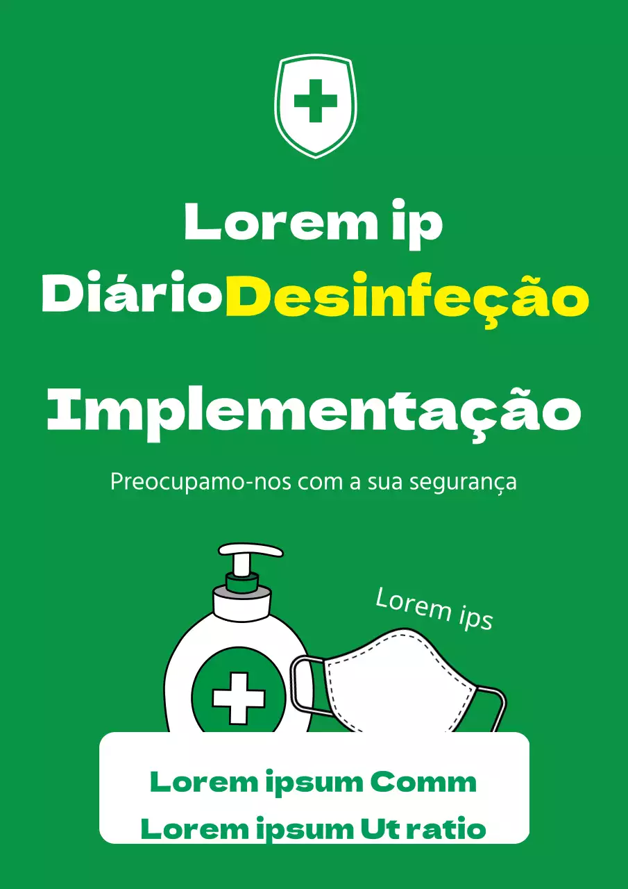 Um simples folheto verde e branco sobre desinfeção de lojas