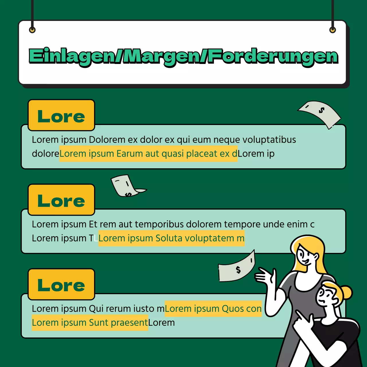 Aktienbegriffe in gelb Securities Finance CardNews