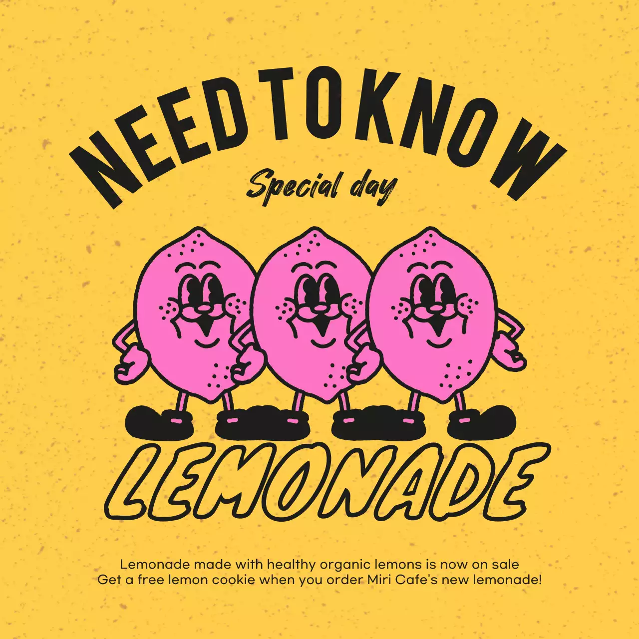 핑크색 노란색의 귀여운 느낌의 카페 신메뉴 홍보 내용