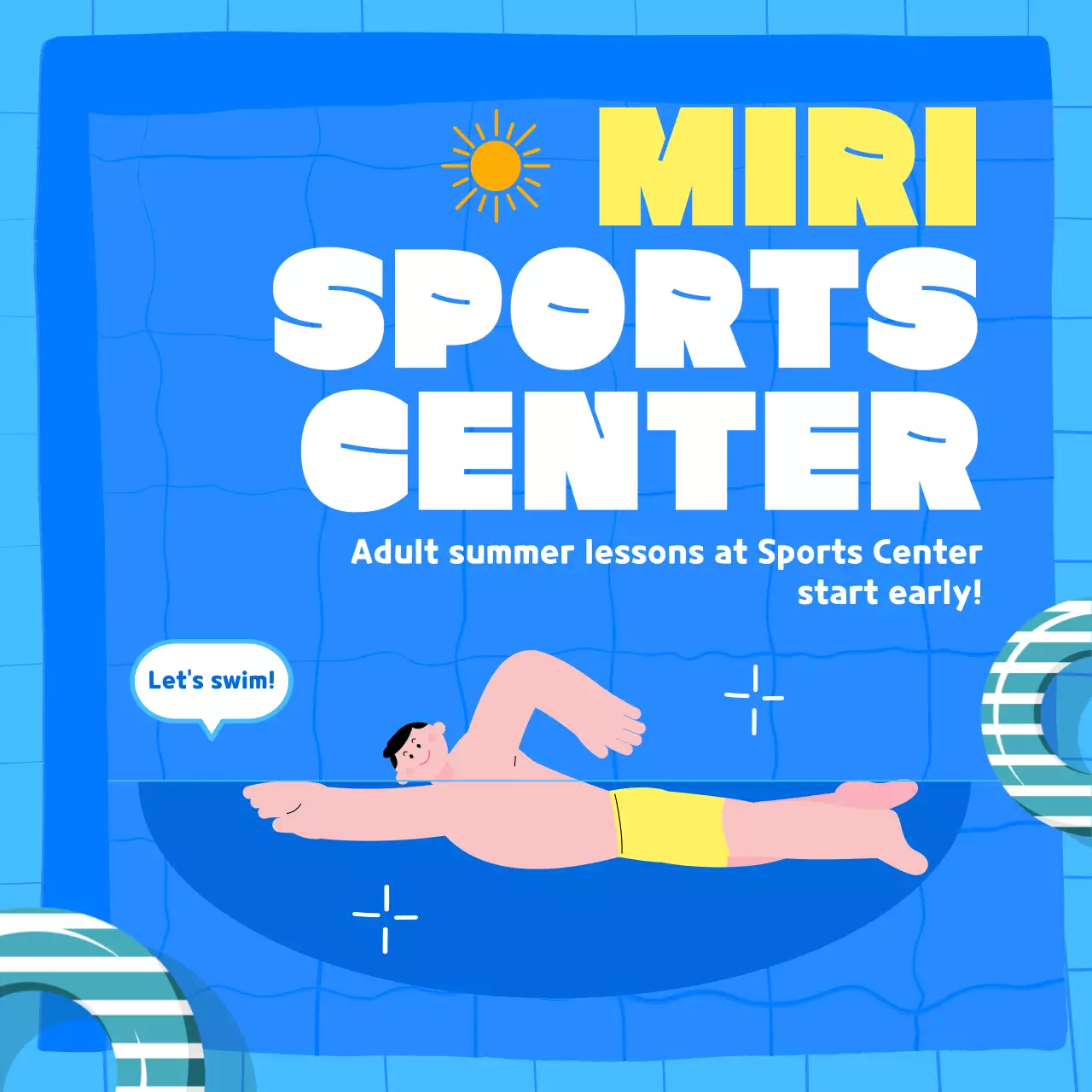 블루 모던 수영 프로모션 소셜 미디어 게시물