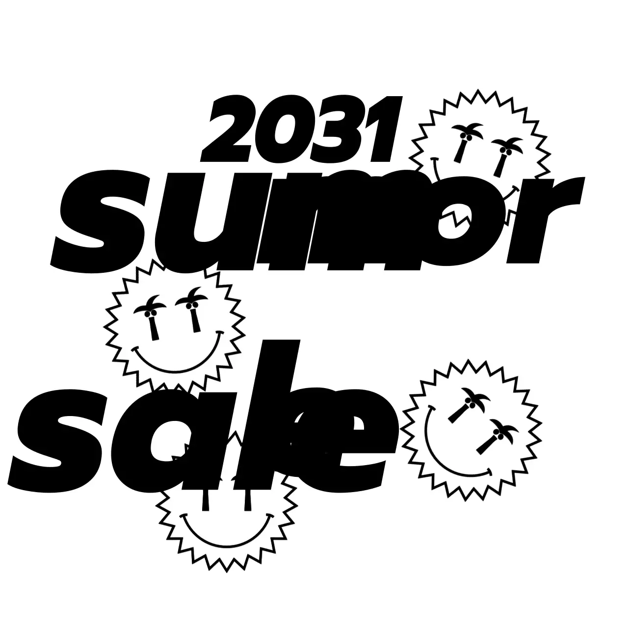 Cute and hip illustration and text combination layout style Promote and inform summer sales