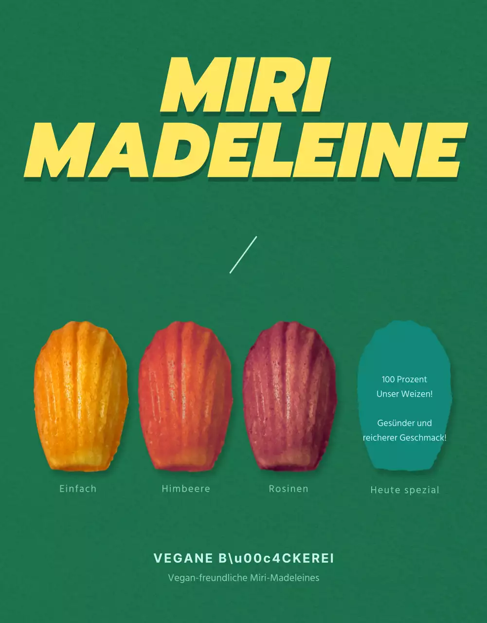 Verkaufen Sie vorgefertigte Madeleines mit grünem Hintergrund