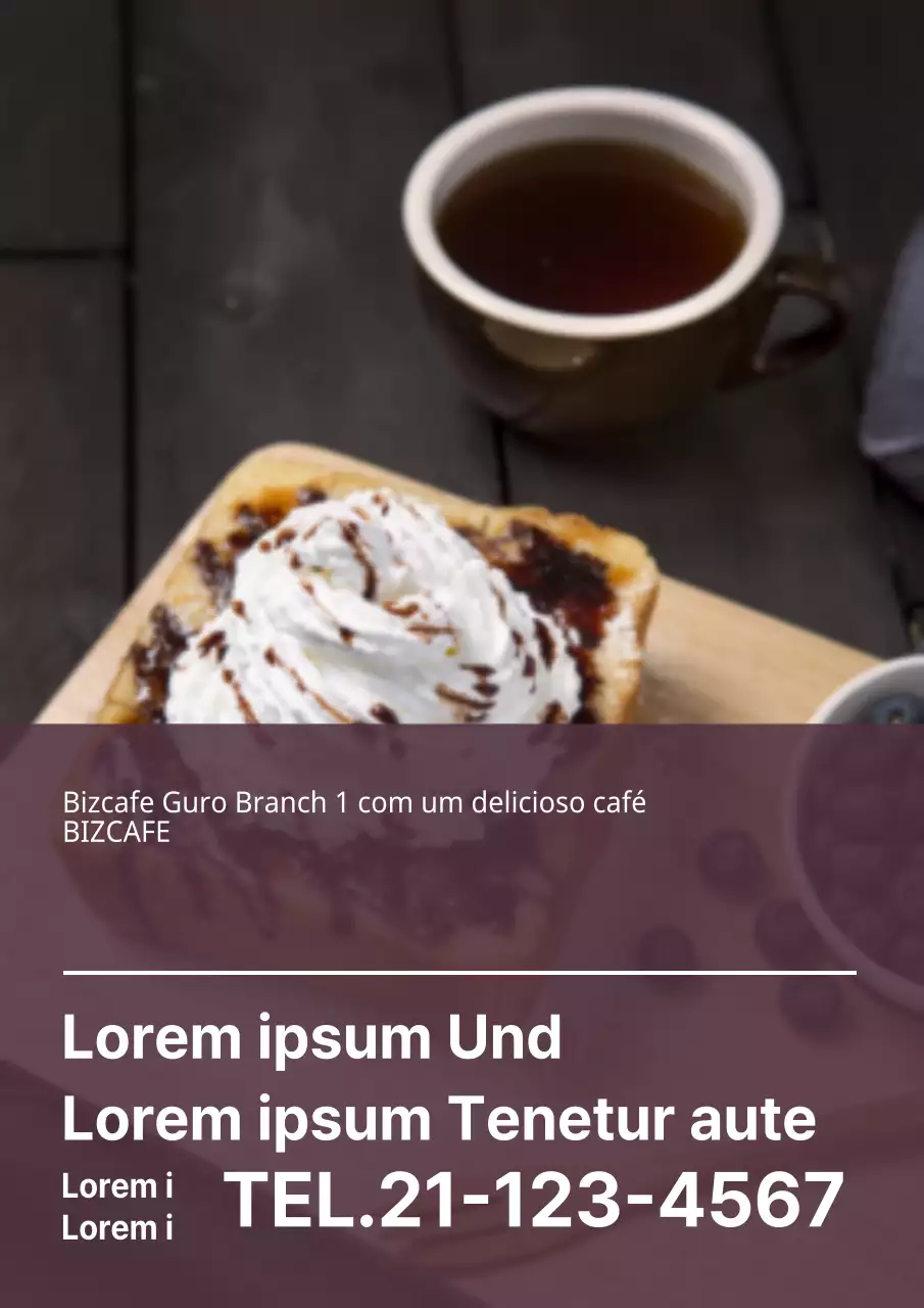 Folheto simples de inauguração de um café em tons de castanho