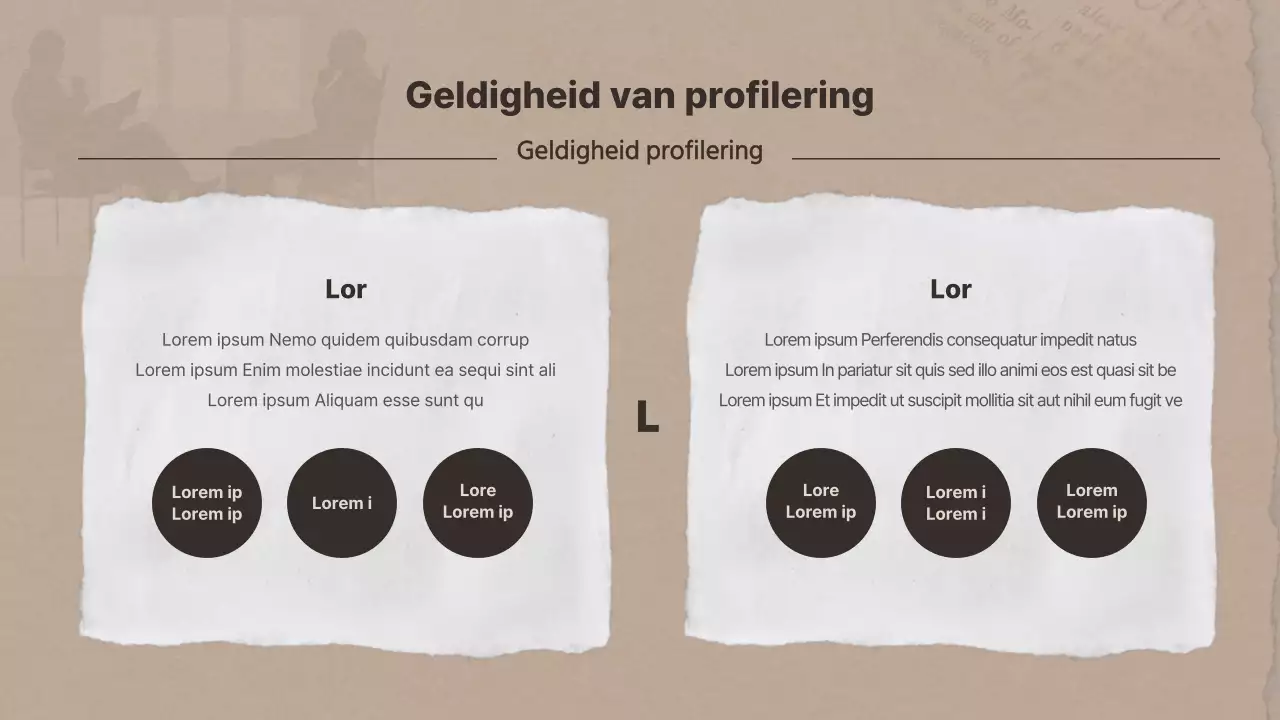 Onderzoekspresentaties criminele psychologie met bruin papier als thema