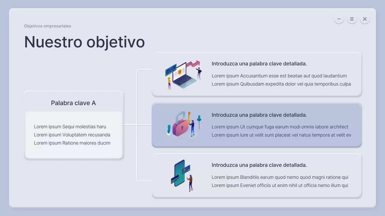 Un perfil de empresa tridimensional en azul y gris