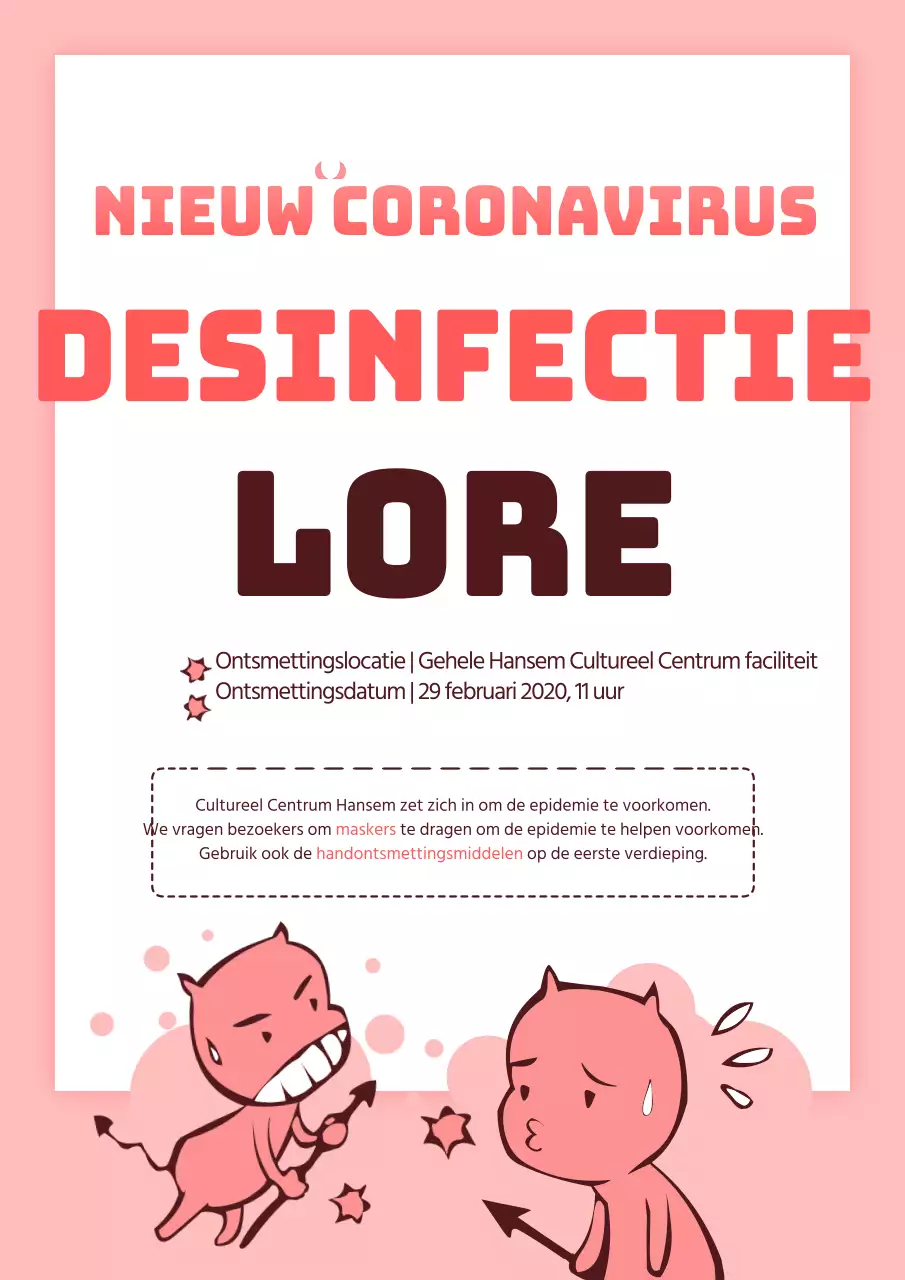 Leuke roze en witte viruspreventie en desinfectie flyer