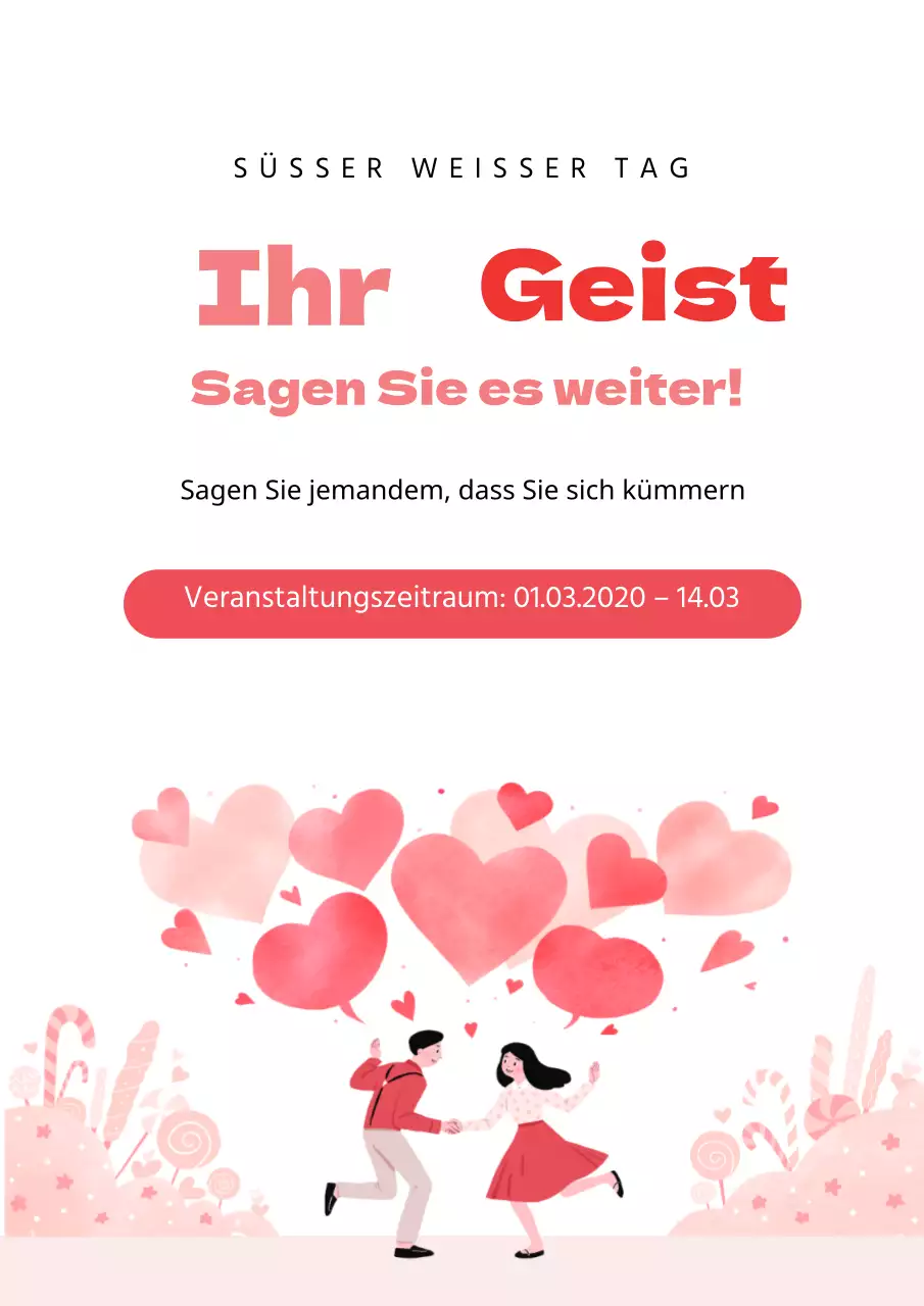 Niedlicher Flyer für den White Day in Weiß und Rosa