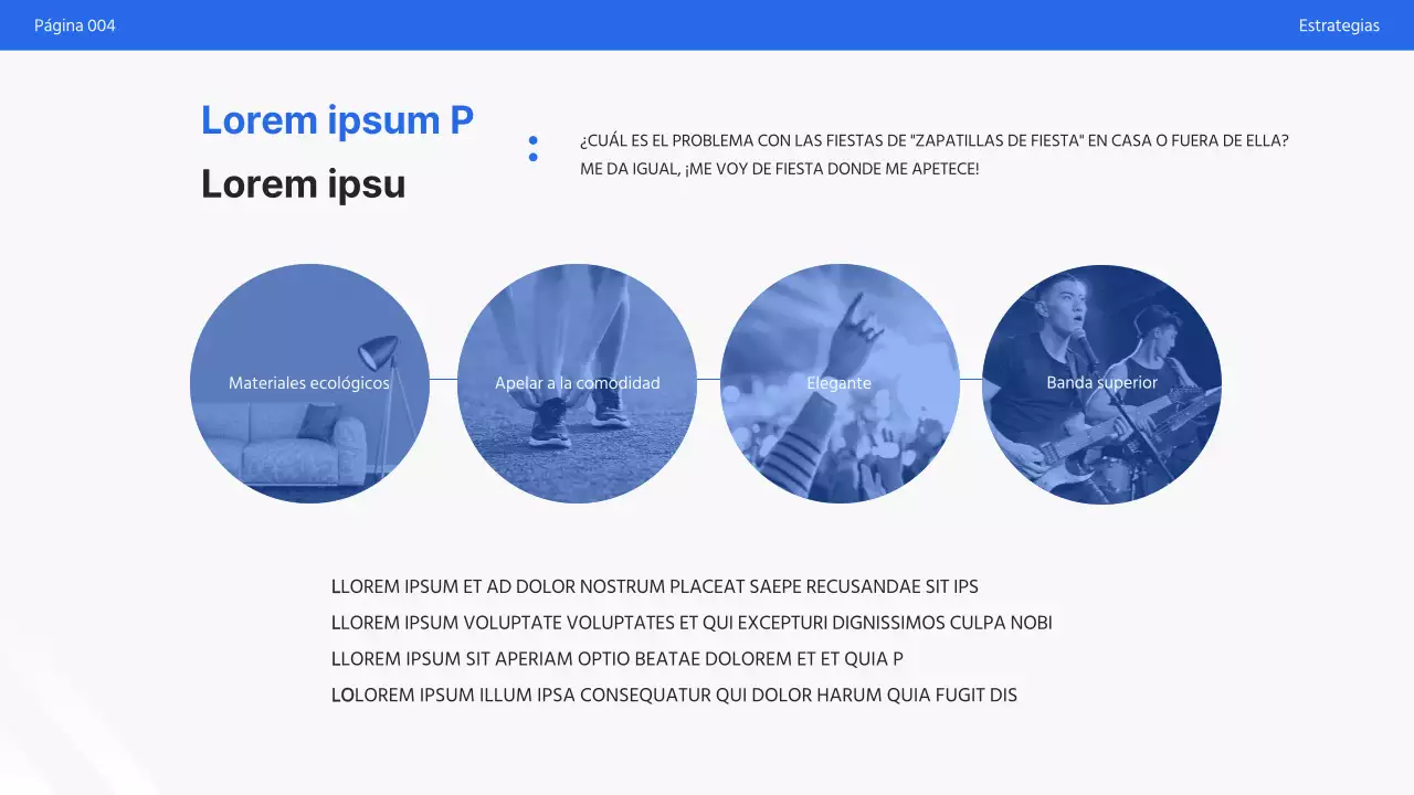 Sencilla presentación promocional en blanco y azul