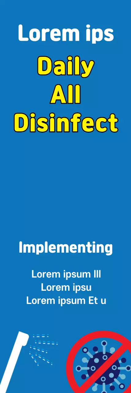 Banner promocional de desinfeção moderna azul