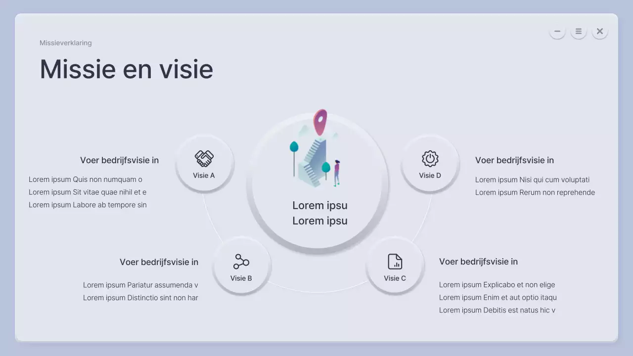 Een driedimensionaal blauw en grijs bedrijfsprofiel