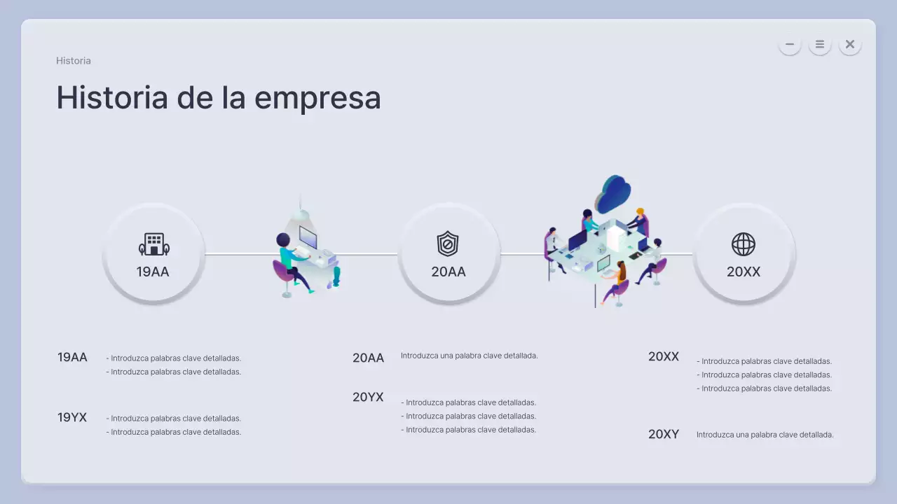 Un perfil de empresa tridimensional en azul y gris