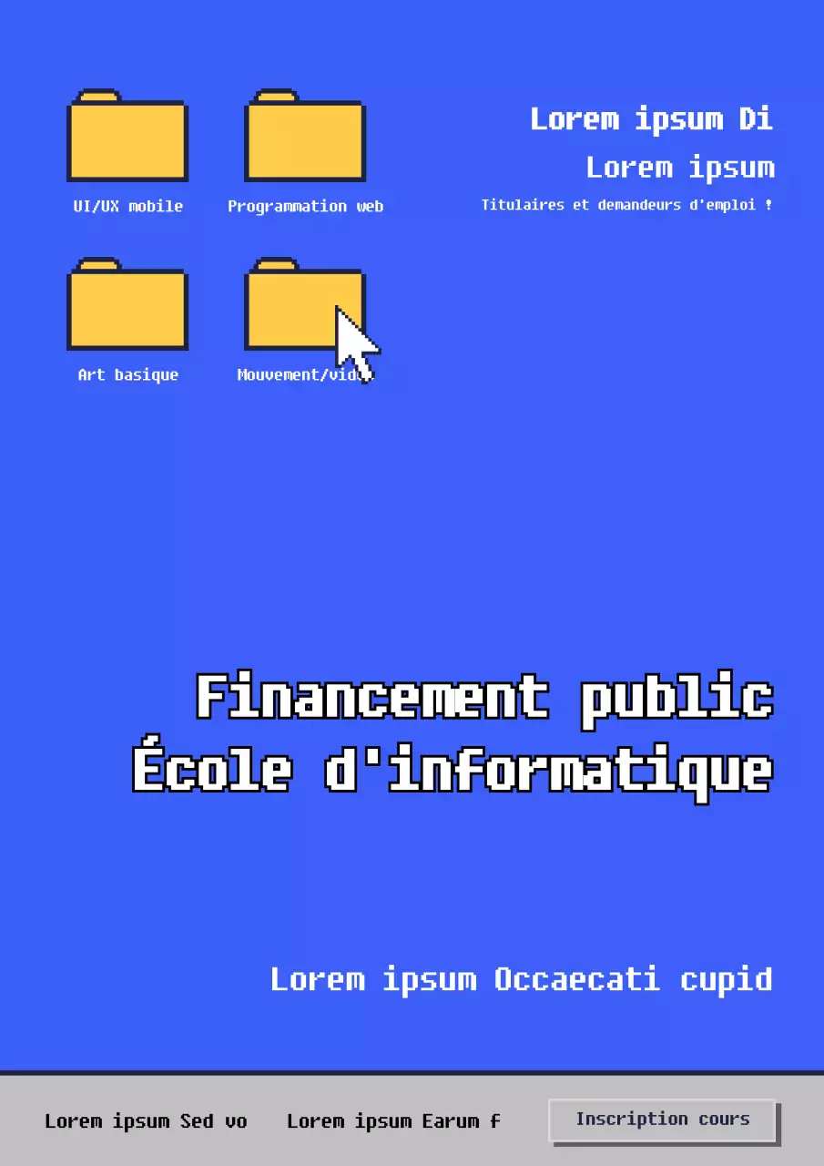 Programme de développement promotionnel de l'école avec un écran d'ordinateur rétro bleu concept