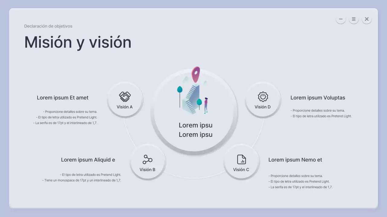 Un perfil de empresa tridimensional en azul y gris