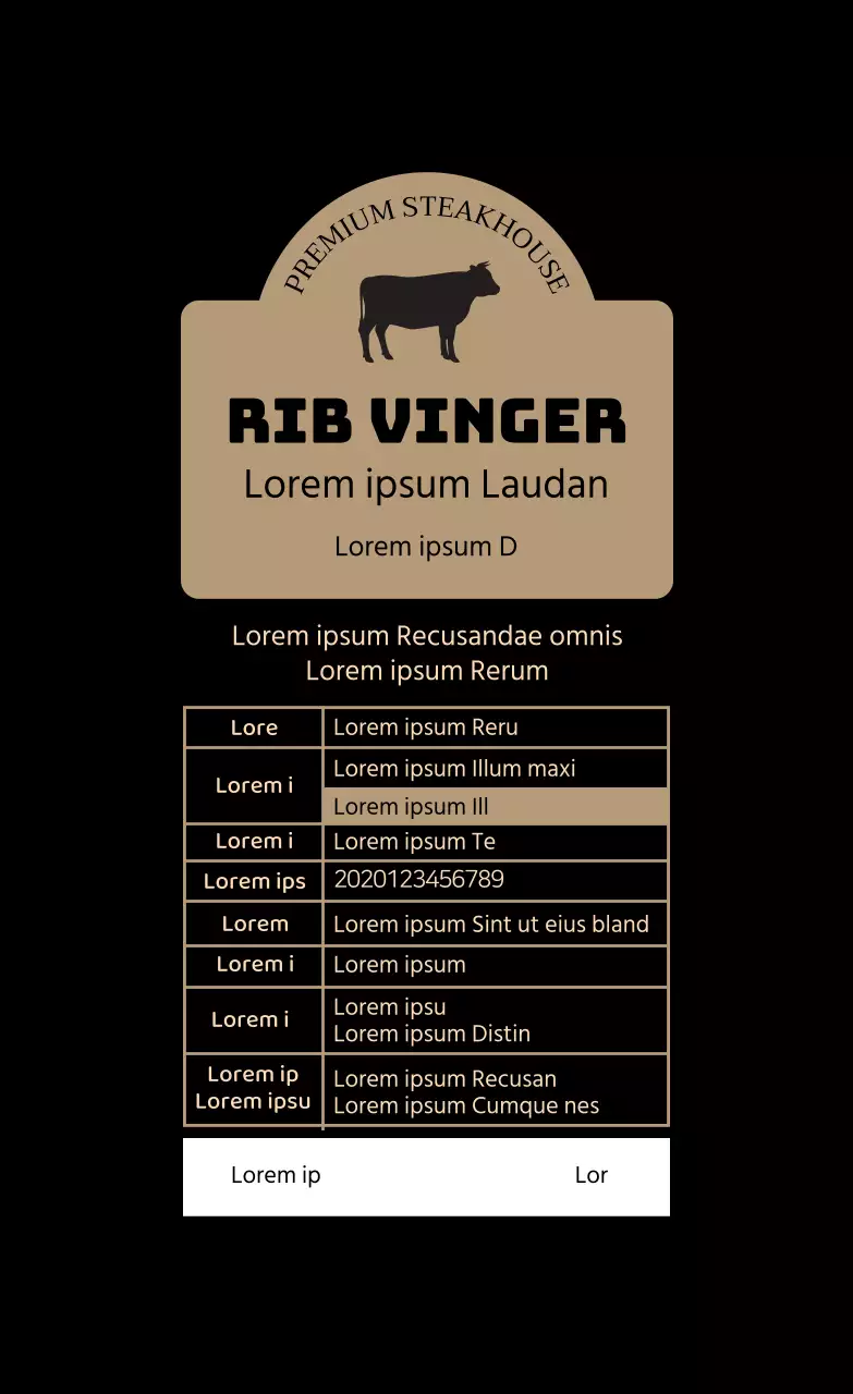 Beige geïllustreerd Koreaans rundvleesetiket