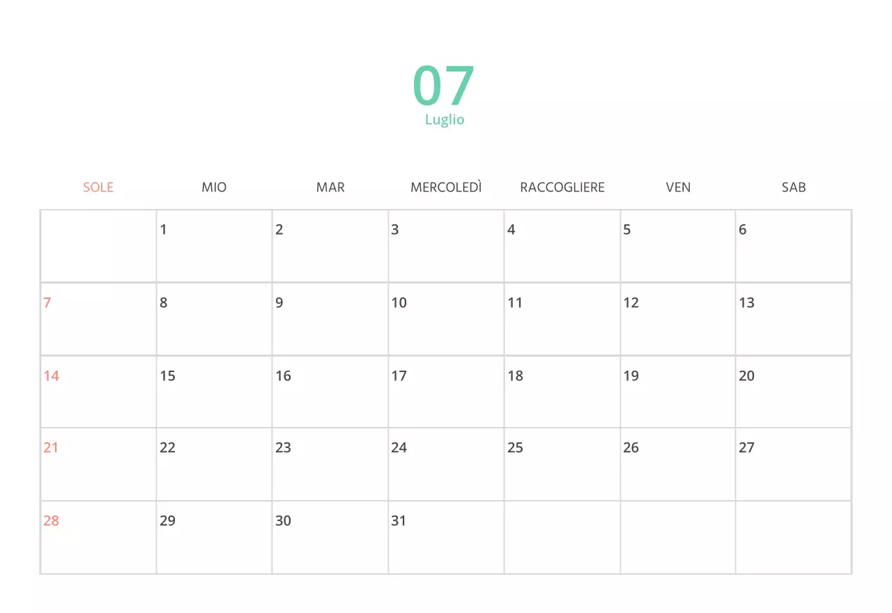 Simpatico calendario da tavolo illustrato verde a tema famiglia
