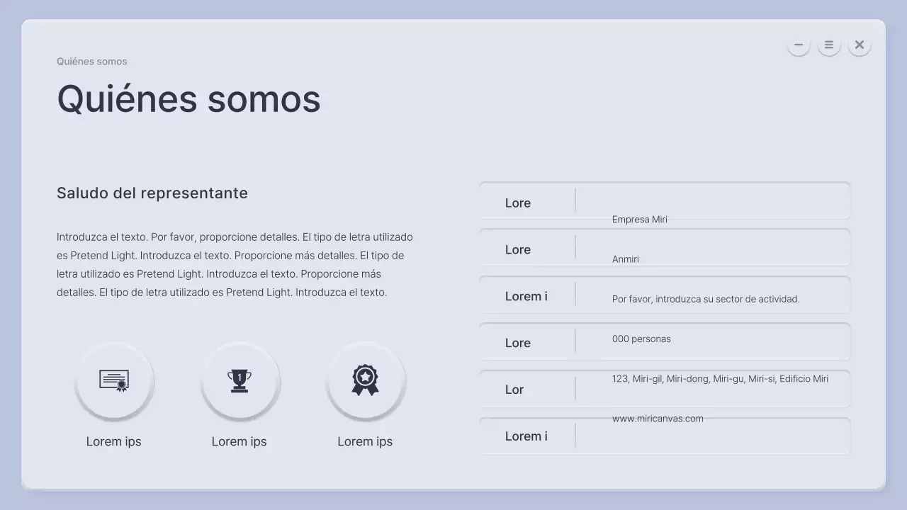 Un perfil de empresa tridimensional en azul y gris