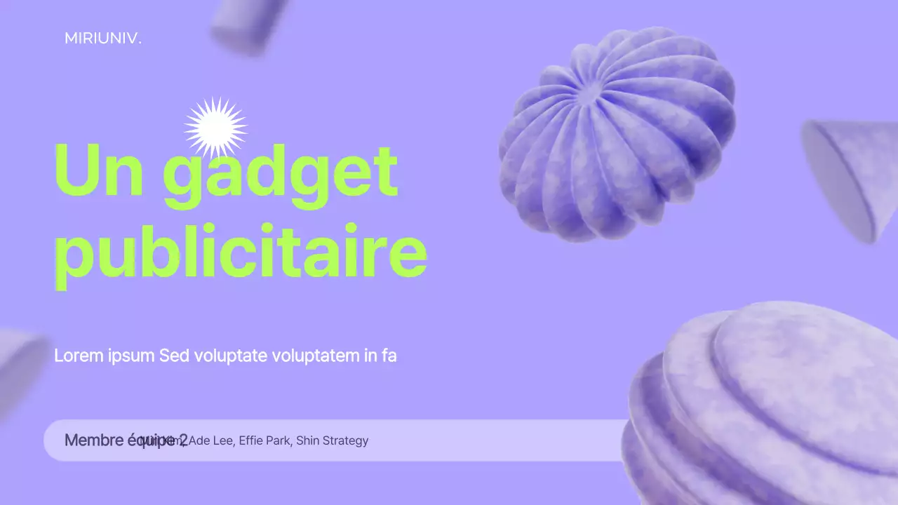 Utiliser des éléments 3D sur un fond mauve pour créer une impression d'espace afin d'informer la stratégie publicitaire.