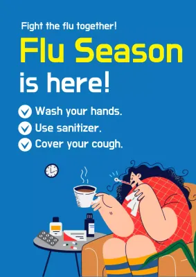 Blue Minimal Flu Announcement Poster