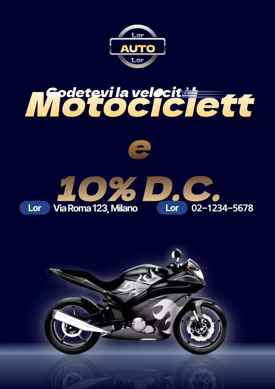 Promuovete gli sconti sulle moto pulite con un look metallico in blu navy e oro