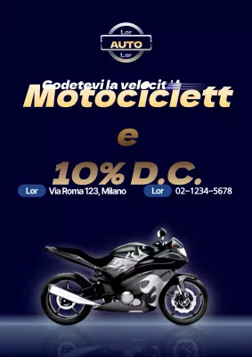 Promuovete gli sconti sulle moto pulite con un look metallico in blu navy e oro
