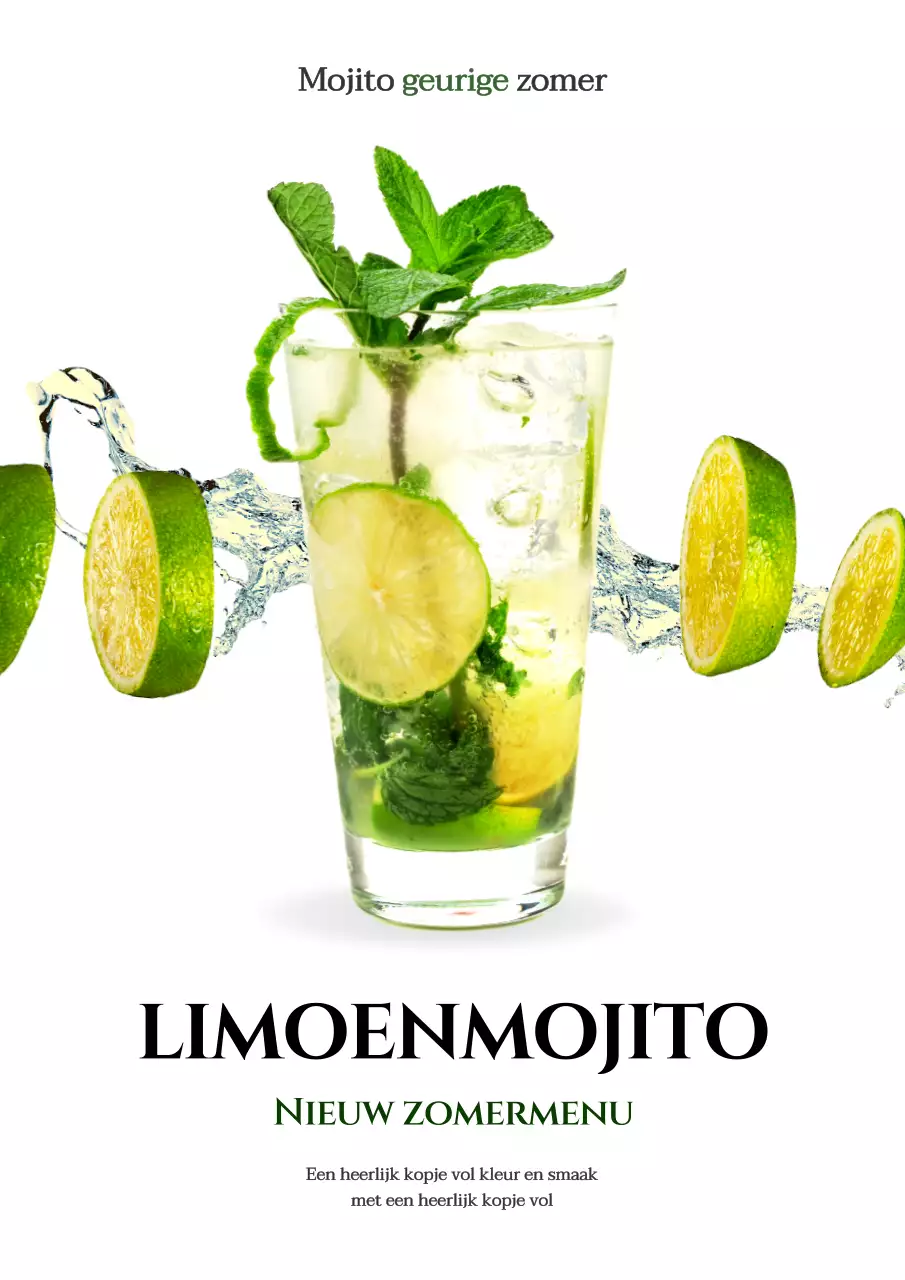 Promoot een schoon mojito-drankje met wit en limoengroen