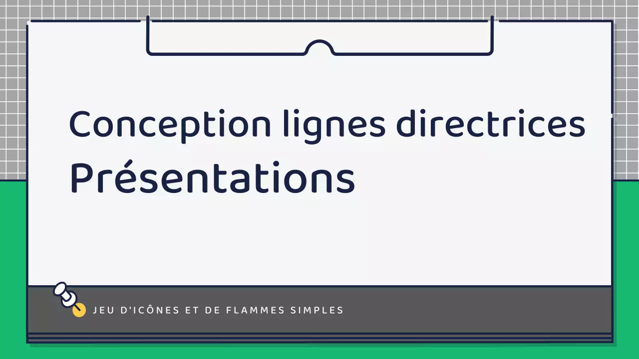 Présentation sur la conception d'icônes mignonnes et basiques en vert et jaune