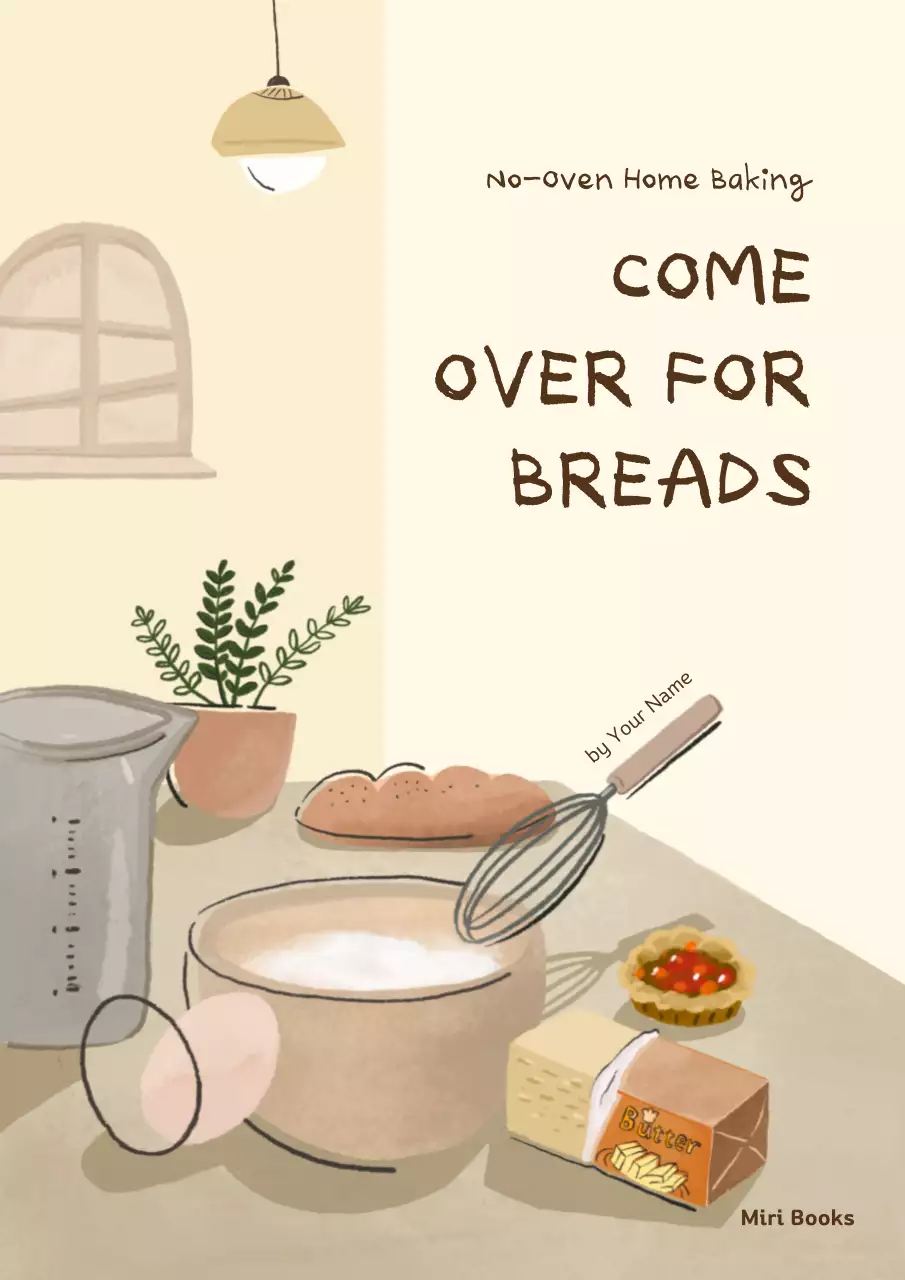 Beige Minimal Baking Recipe Book Cover