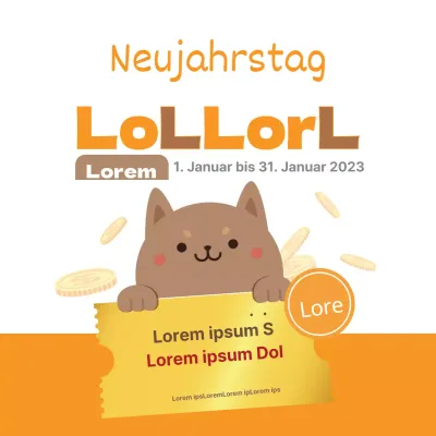 Niedlicher Neujahrsverkauf mit orangefarbener Welpenillustration