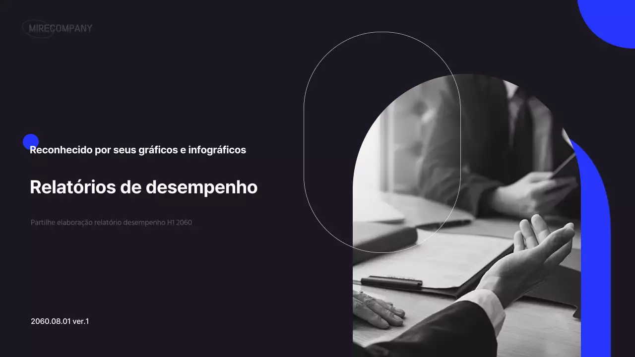 Relatório infográfico empresarial simples a preto e azul