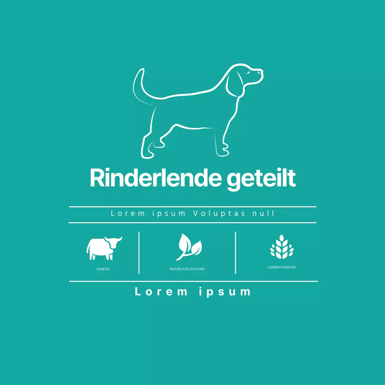 Sauberes Futtermitteletikett mit blauer Illustration