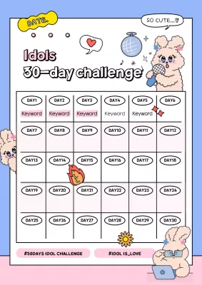 Blue Cute Challenge Planner Poster