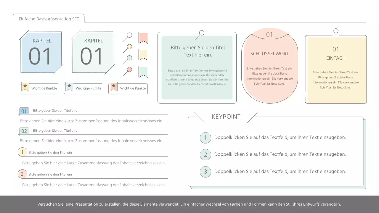Einfaches, einfaches Präsentationskit in Pastellfarben und Weiß