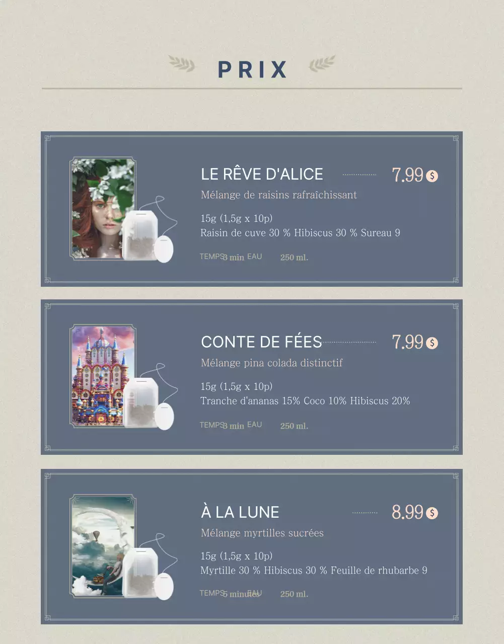 Détails du thé mélangé