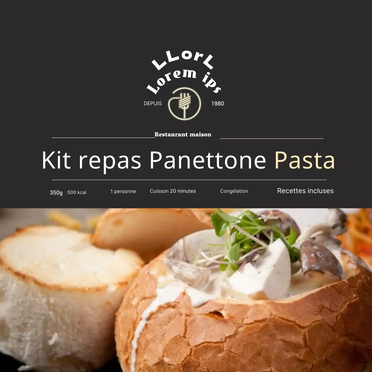 Autocollant noir Luxurious Restaurant Pasta Meal Kit