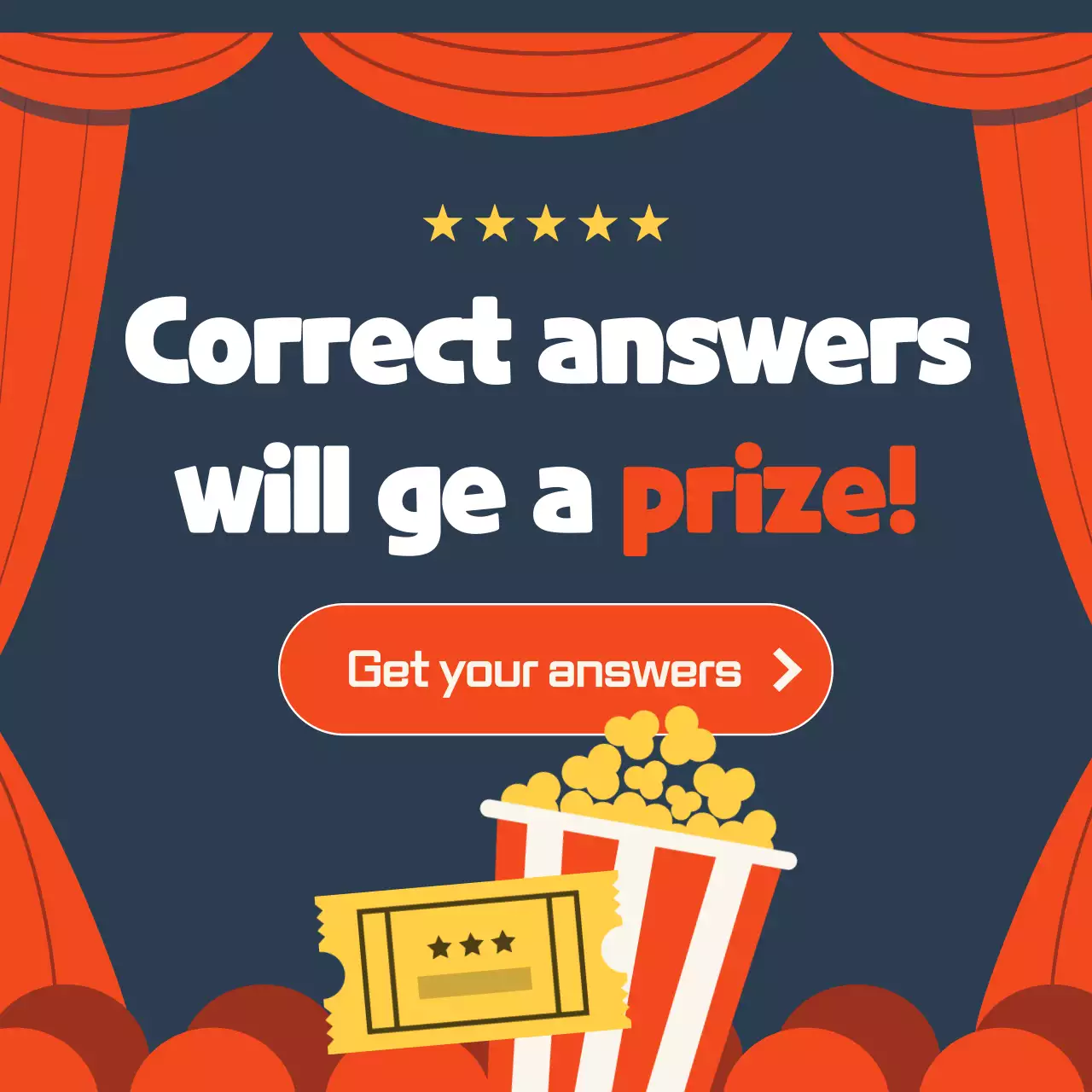 Cinema-themed movie quiz event in red, yellow, and indigo (Card News)