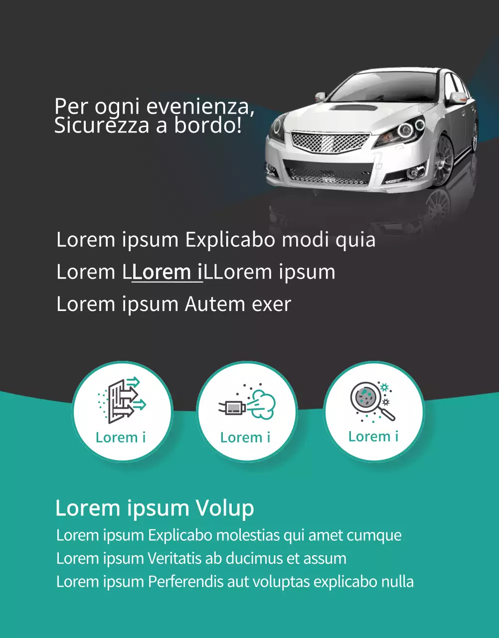 Autonoleggio con un lussuoso concetto di brochure di colore blu