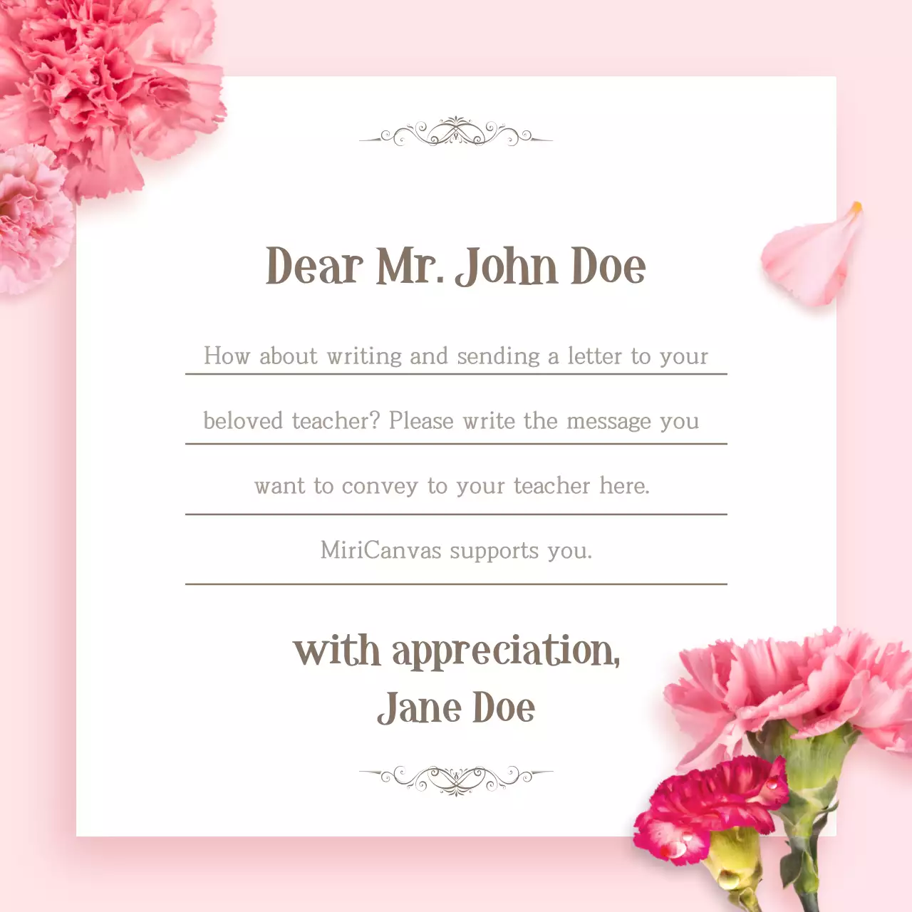 Pink Elegant Teacher Letter Instagram Post