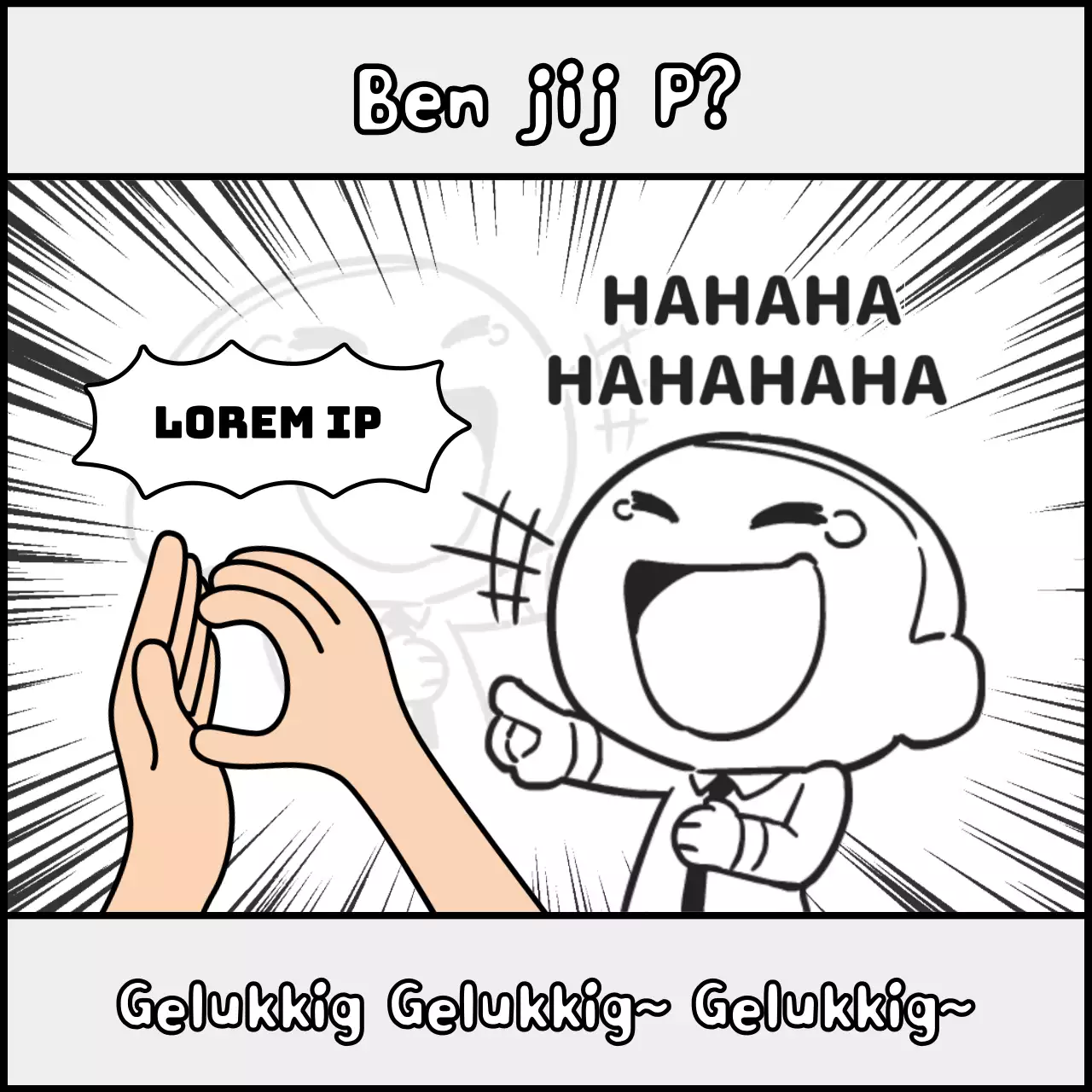 MBTI parodie tweet met zwart-wit cartoon concept