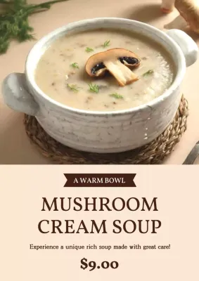 Beige Rustic Mushroom Menu Poster