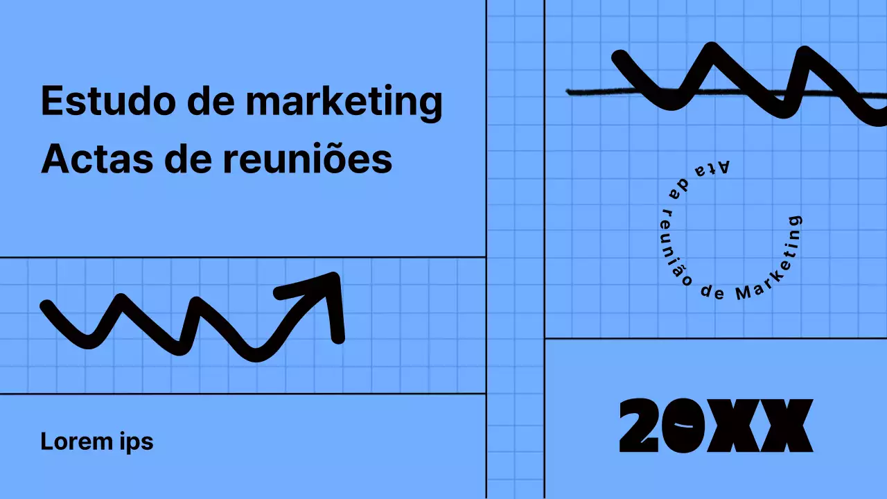 Apresentação de estudo de marketing com conceito de bloco de notas azul