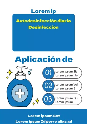 Un sencillo folleto azul y amarillo anuncia la desinfección e higienización de la tienda.