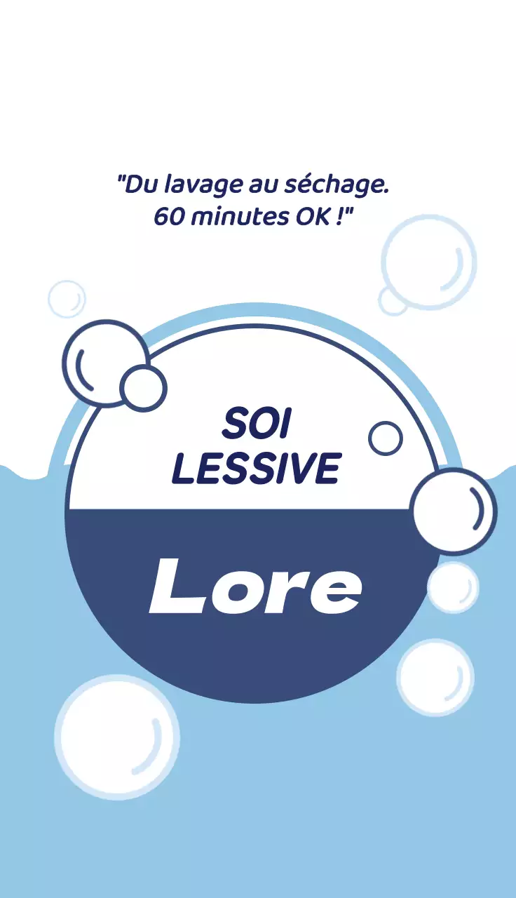 L'illustration bleue promeut une laverie propre