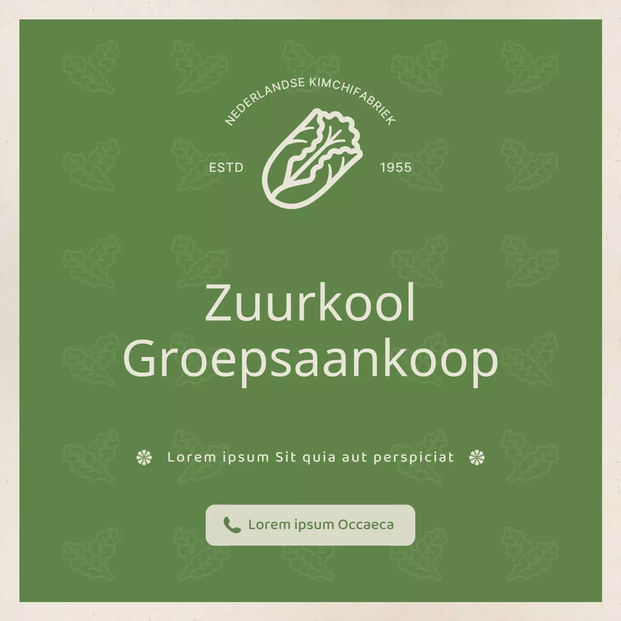 Eenvoudige ingemaakte kool in lichtgroen en beige is een gezamenlijke koopgids