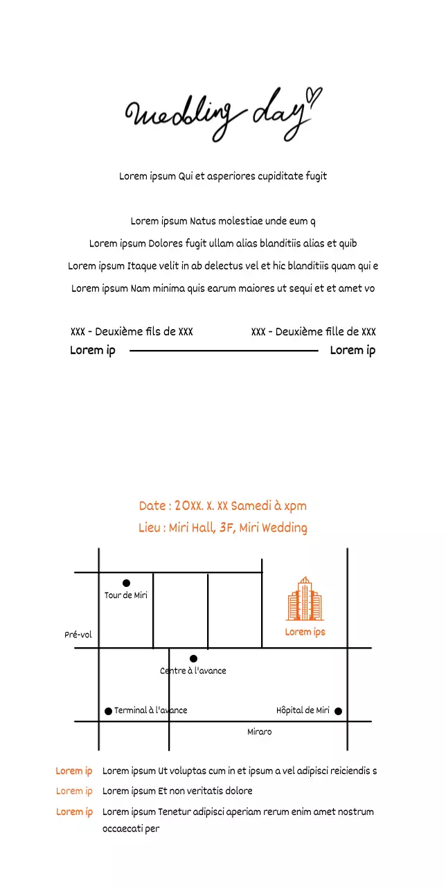 Invitations de mariage des mariés se faisant face sur un fond jaune clair