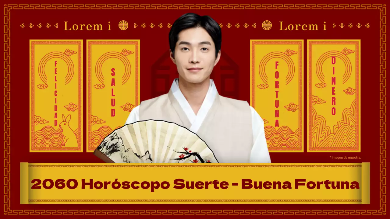 Horóscopos de Año Nuevo en rojo y amarillo